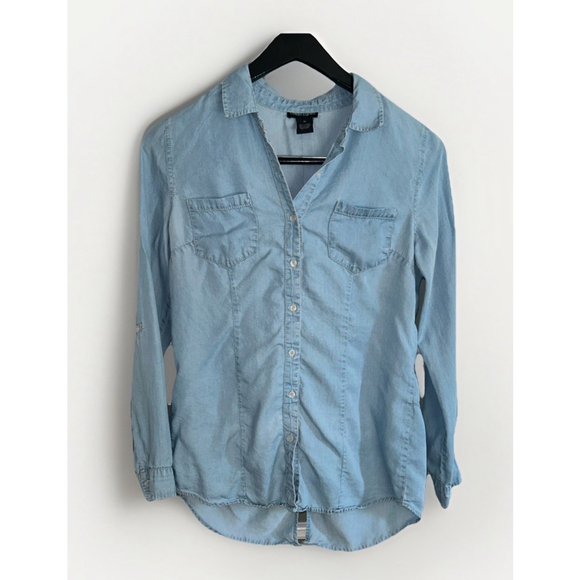 Cotton Express Women’s Med Denim Look Western Shirt - Picture 1 of 9